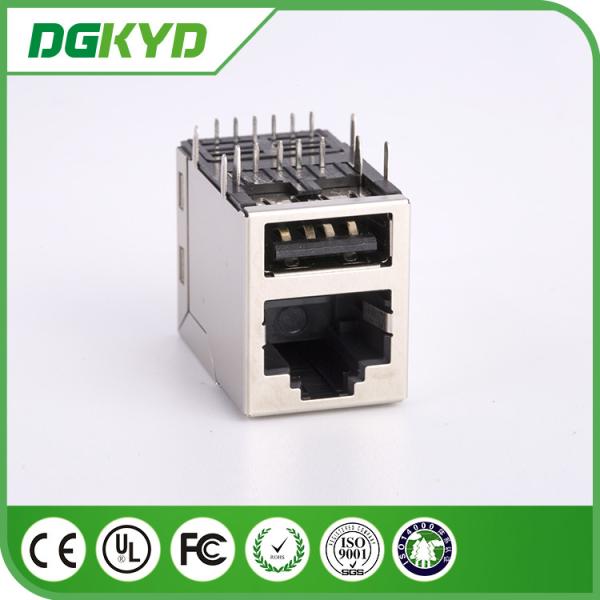 Single port Integrated magnetic rj45 USB jack  with 10/100base transformer