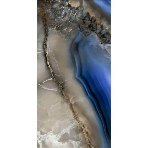 60x120 Full Body Blue Glossy Interior Apartment Glazed Polished Porcelain Marble Floor Wall Tiles