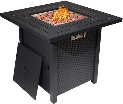 50,000 BTU 28'' Square Fire Pit Table Outdoor Propane Brazier With Lid