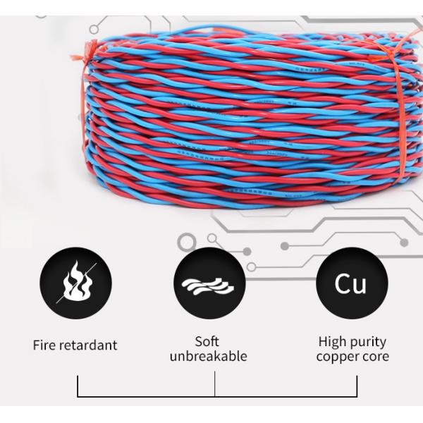 2*1.5 Square Mm PVC Flexible Electrical Cable Oxygen Free Conductor RVS Wire