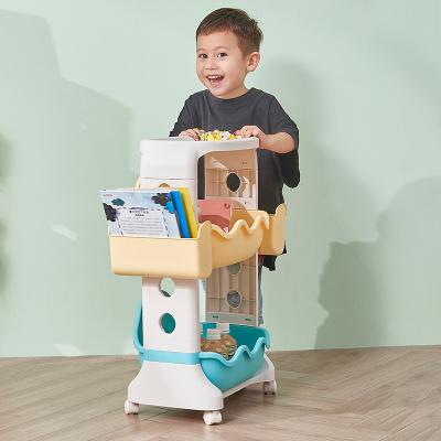 Childrens Plastic Garage Storage Shelves Two Tiers Plastic Stackable Shelf