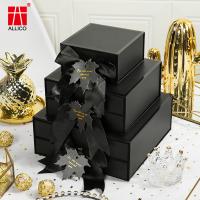 Caja de regalo magnética de empaquetado plegable de la cartulina del cierre del negro de encargo del plegamiento