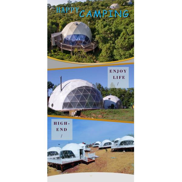 Большая открытая роскошная водонепроницаемая палатка с геодезическим куполом высотой 6 м