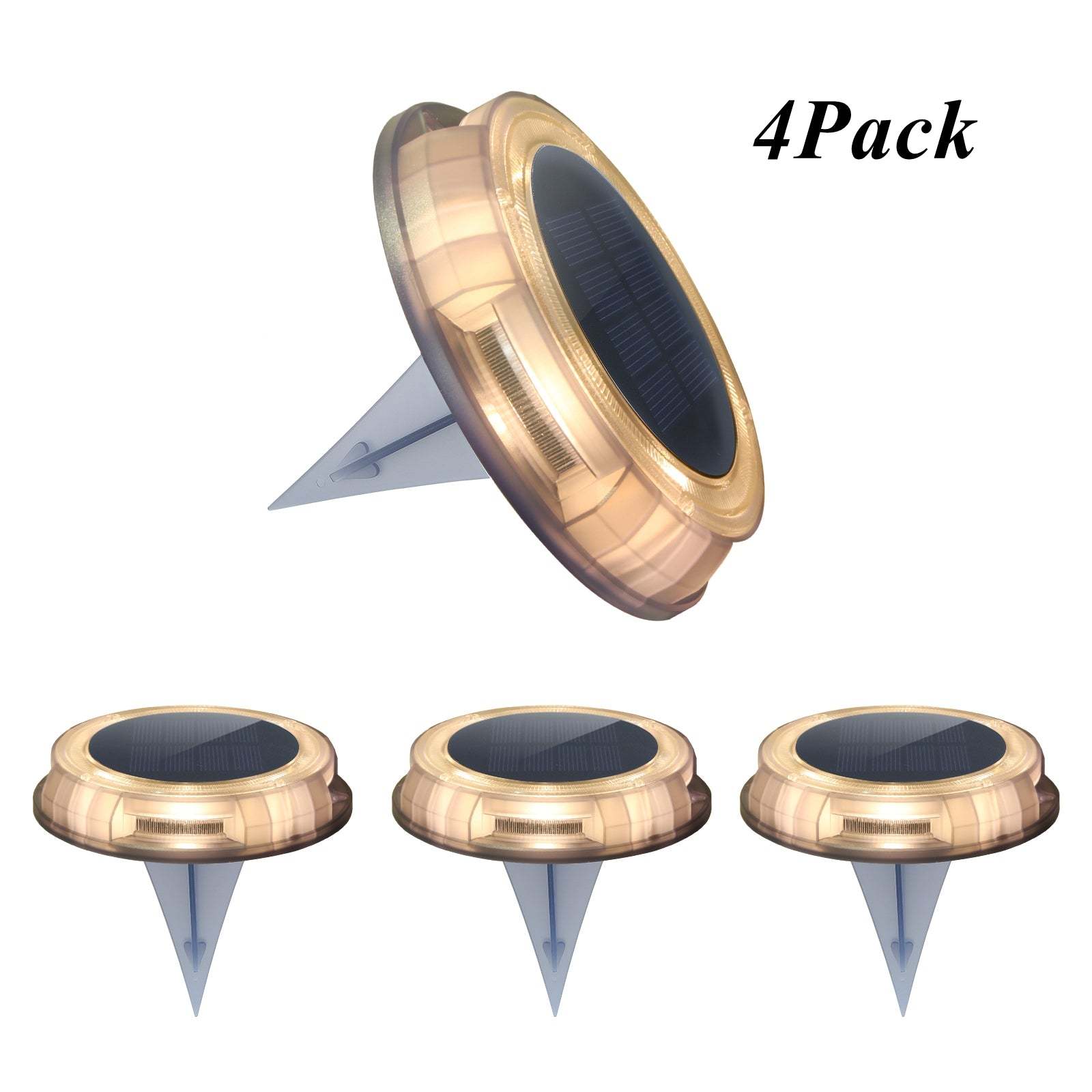 Solar Disk Light 4pack with IP68 Waterproof, 6-8 Hours Working Time, and Warm