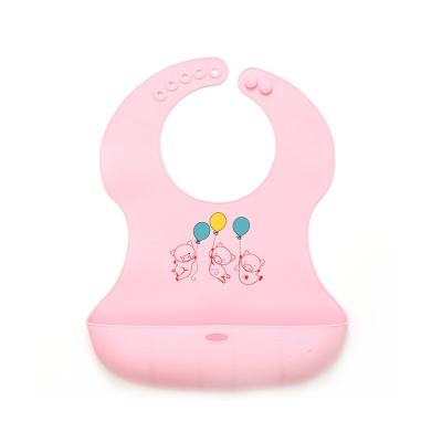 Pink Animal Silicone Baby Bibs Lightweight For 6 - 36 Months Unisex Babies
