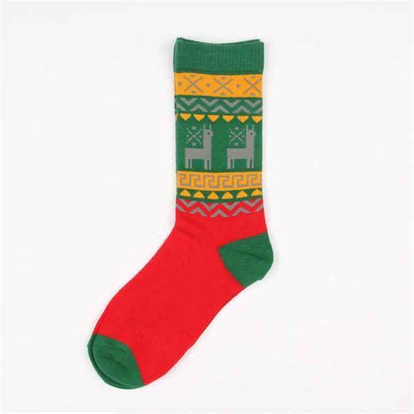 Customized christmas deer patterned design winter thick OEM cotton dress socks