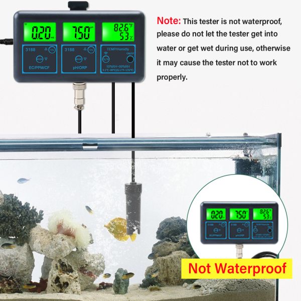 Online Digital PH Tester with 0.01-14.00pH Measuring Range -1200mV~+1200mV ORP and 0.1℃-80.0℃ Temperature Multi Function Water Quality Monitor