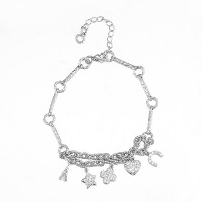 6,5 bracelete de prata da amizade da joia do alfabeto do bracelete 7.0g da CZ da polegada 925