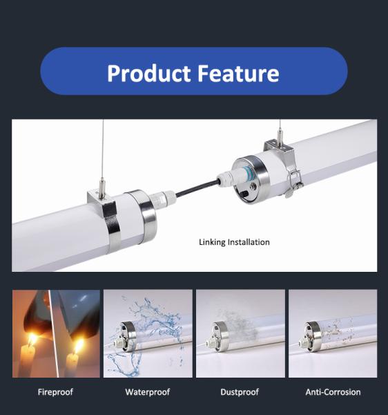 IP65 Waterproof LED Triproof Light with 130 LM/W Efficiency and 5-Year Warranty for Industrial Use