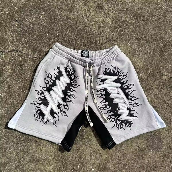 Roupas de rua de algodão personalizadas Jogger Saco de lavagem de ácido Puff Impressão Casual Shorts de sucesso