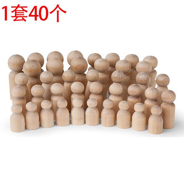 Custom Size Accepted Wooden Man Woman Peg Dolls People Figures for DIY Painting Craft