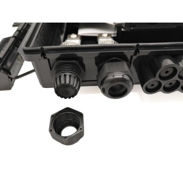 FTTH IP65 16 Ports 2pcs 1x8 Fiber Optic Splitter Box Aerial Pole Wall Mounting Black