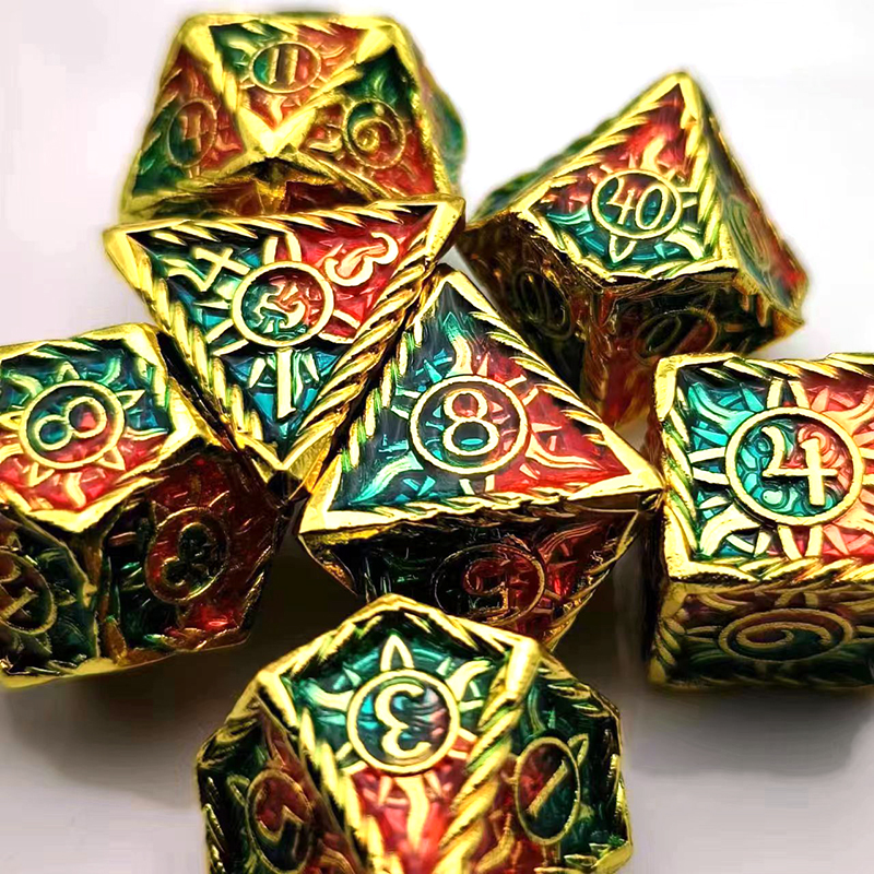 Customizable Logo Zinc Alloy Metal Dice Set with Polyhedral Shape for RPG Games