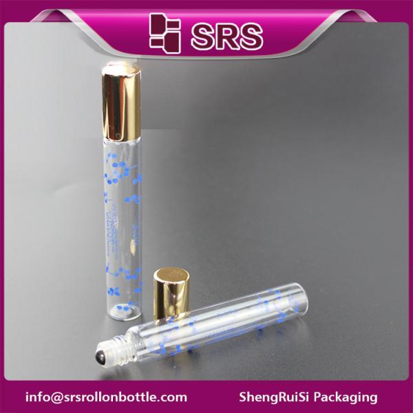 SRS clear glass material glass roller essential bottle with steel ball