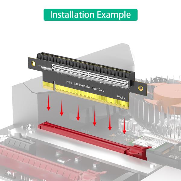 PCI-E 5.0 16X Extender Riser Card Adapter 256Gbps Black