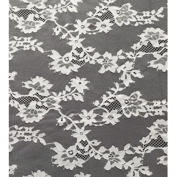 White Eco - Friendly Dyeing Nylon Lace Fabric Light Net Mesh Small Flower Lady Dress