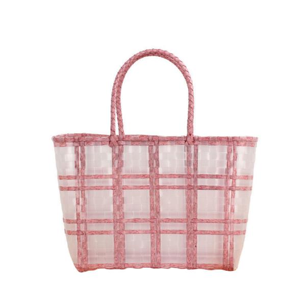 Custom Print Summer Vacation Hand Mesh Tote Bags With Zipper Waterproof