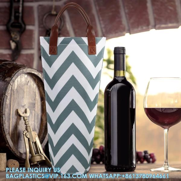 Single Wine Gift Tote Bag, Insulated Padded Thermal Wine Bottle Carrying Cooler Carrier For Travel, Picnic, Gift