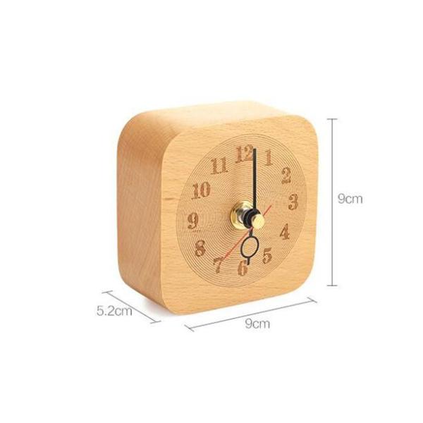 Silent Digital Table Square Wood Clock , Beech Wood Bedroom Desk Clock