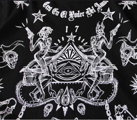 Fashional street hip hop style with skull printed wholesale men's oversize cotton t shirt