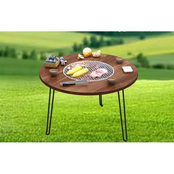 60x45CM Foldable Multifunction Camping BBQ Grill Outdoor Picnic Round Folding Table with Customized Logo