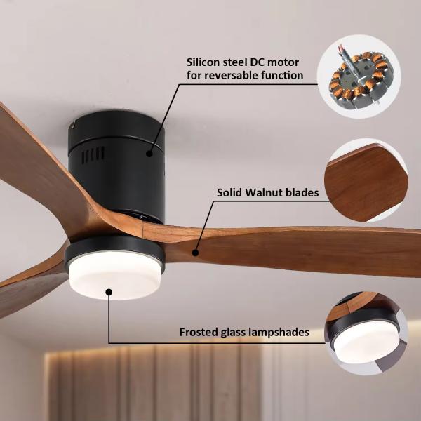 Model 657 Modern Design Best Sell 3 Solid Wood Blades 42 52 Inches Ceiling Fan with Light