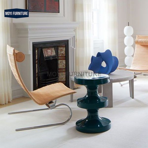Modern Lounge Chair with Black Leather Cushion and Stainless Steel Frame No Tilting Living Room Seating