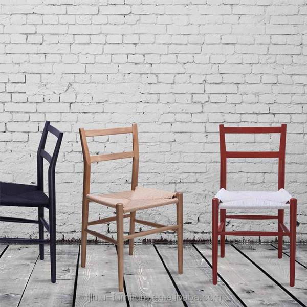 Hotel Restaurant Banquet or Home Simple Backrest Chair with Hemp Rope Weaving and Wooden Legs