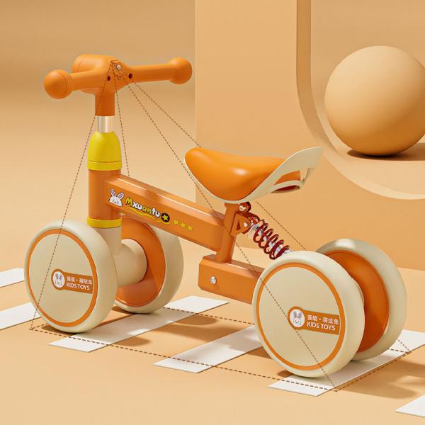 Four Wheel Children's Stroller Handcart Learning Toy Push Bicycle with Metal Frame