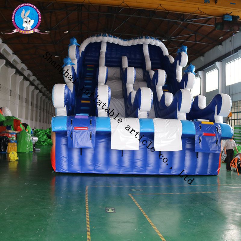 Hot sale large water slide inflatable for water park, amazing quality shark inflatable slide