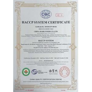 CHINA MARK FOODS TRADING CO.,LTD. Сертификации