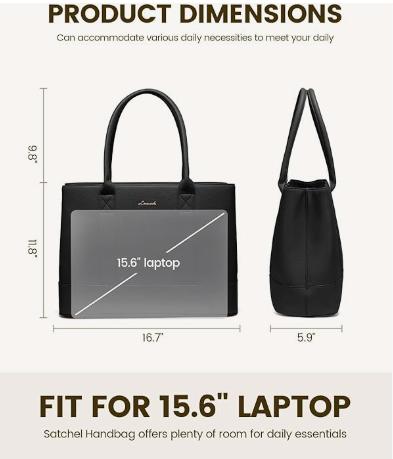 Laptop Bag for Women, Computer Work Tote Bag, Business Shoulder Handbag, Office Briefcase for Gift, Travel, Teacher