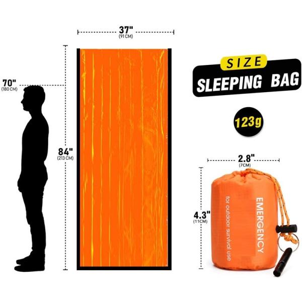 Emergency Sleeping Bag 2 Pack Lightweight Survival Sleeping Bags Thermal Sack Portable Emergency Blanket Campin