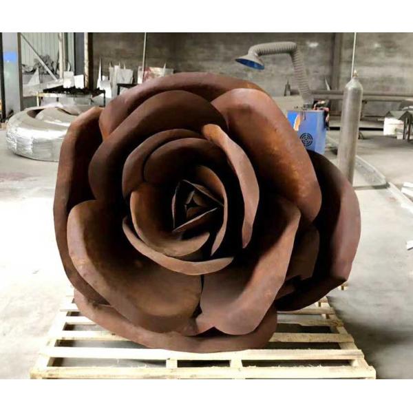 Modern Flower Corten Steel Sculpture For Garden Decoration
