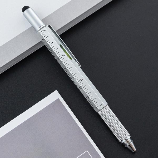 Multifunctional Metal Creative Ballpoint Pen Ruler Screwdriver Touch Screen Gradienter