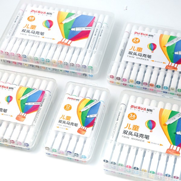 24 Colors Bright Color Oil Based Double Headed Markers Oem Children Marker