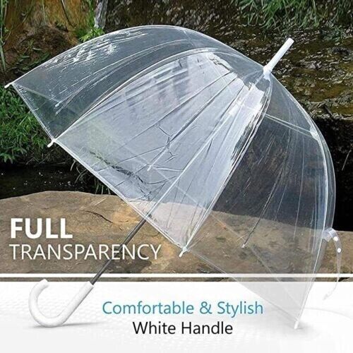 Metal Ribs Transparent Rain Umbrella with Apollo Design and Customized Logo Printing