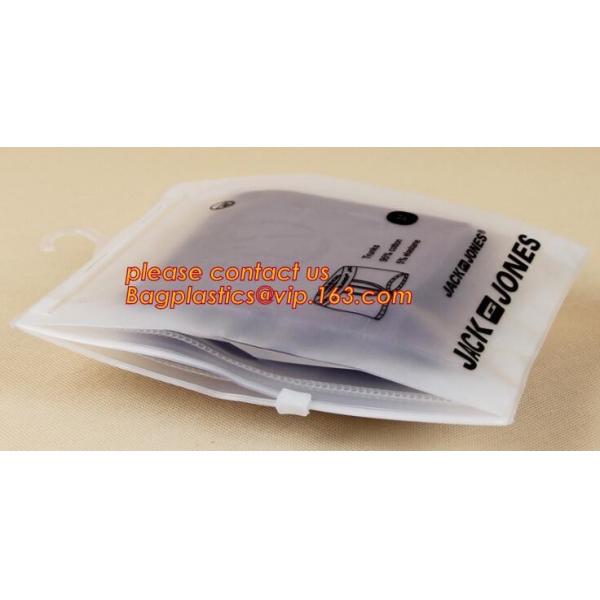 Custom printed PVC Hanger Bags Slider Zipper Bag With Plastic Hook For Underwear Tshirt Clothes,cloth hanger packaging b