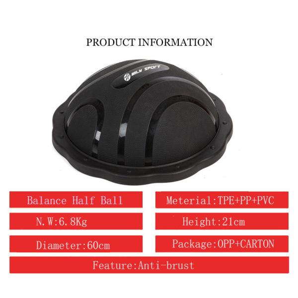 Anti Slip 600mm Half Anti Burst Yoga Ball Stability Trainer OEM