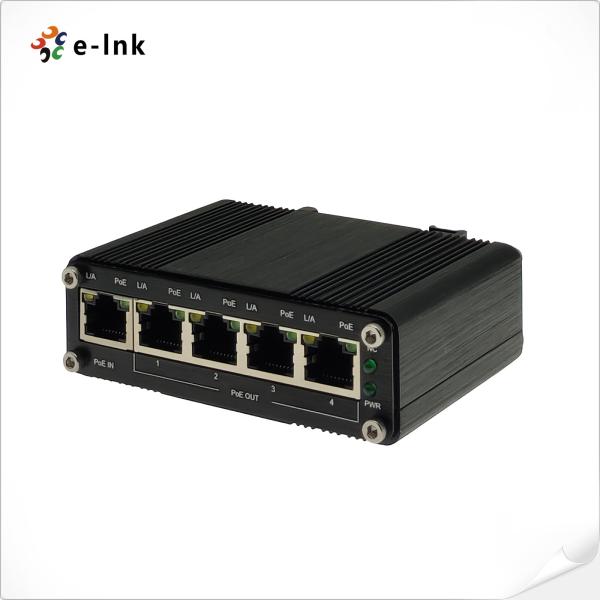 Industrial 1-Port 802.3at PoE+ para 4-Port 802.3af / em Gigabit PoE Extender