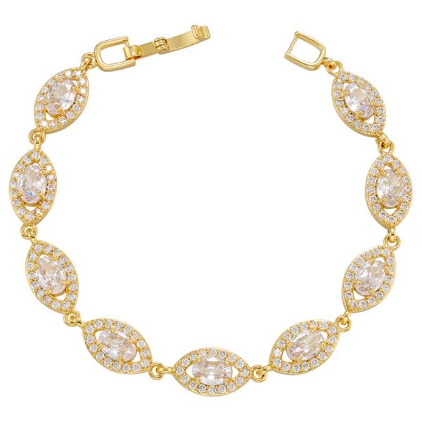 Micro 18k Gold Charm Bracelet Jewelry Zircon Geometric Heart Shaped Diamond Bracelet