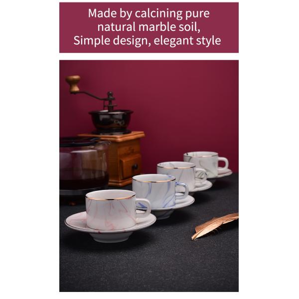 80ml Set Of 6 Nordic Marble Coffee Mugs Ceramic Tea Cups