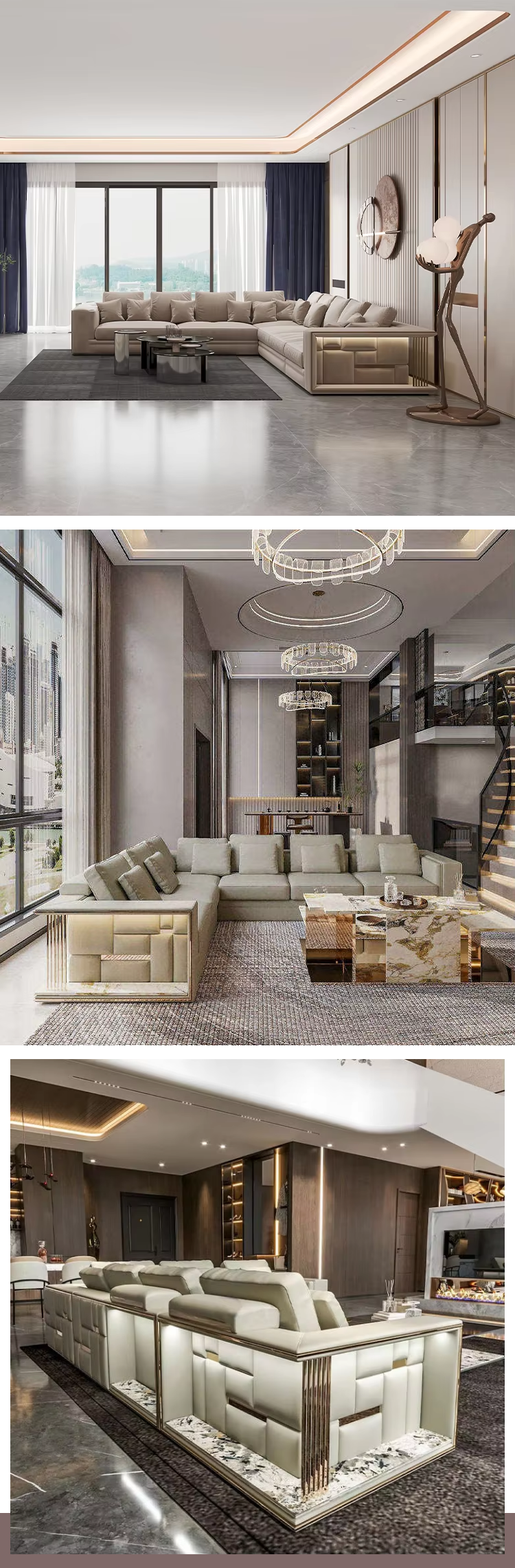 MOYI Sofas for Home Luxury Couches Italian Design Sectional Sofa Set Furniture Luxury Leather Living Room Sofas