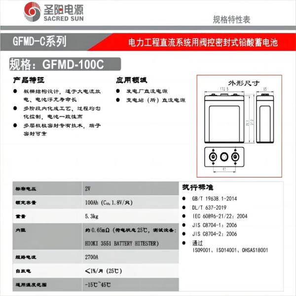 65 мм ширины Sacred Sun GFMD-100C 2V100Ah свинцово-кислотный аккумулятор для передачи электроэнергии UPS