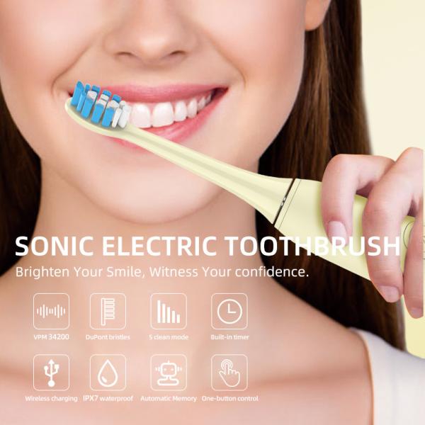 Cepillo de dientes eléctrico inteligente para adultos IPX7 para limpieza oral y blanqueamiento