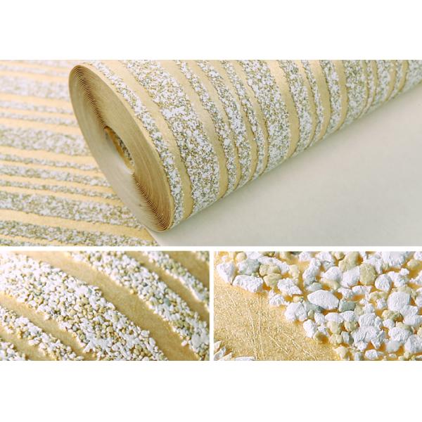 Golden And Gray Sandstone Particle Modern Removable Wallpaper Bedroom Striped Wallpaper