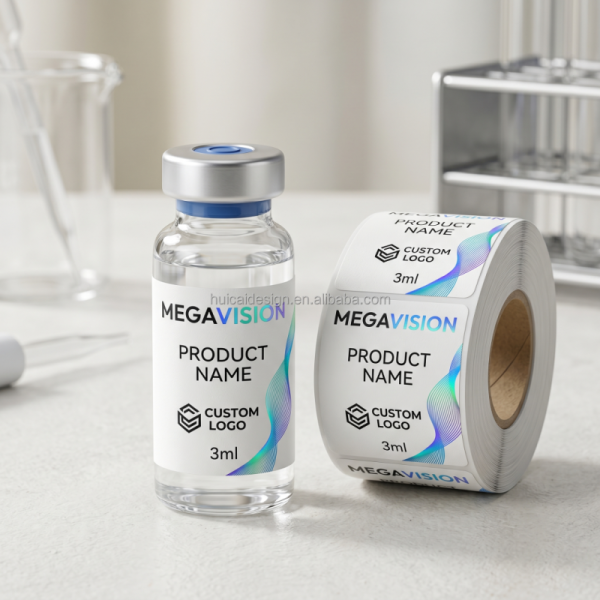 Tailored Peptide Adhesive Labels Silver Hologram Vinyl White BOPP Competitive Factory Price Research Compound Bottles