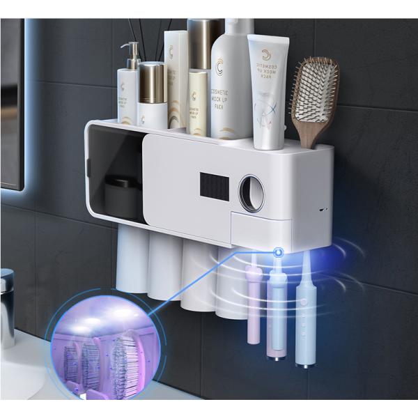 Suction Type 30RH UV Toothbrush Holder , DC3.7V Toothbrush Sanitizer Holder