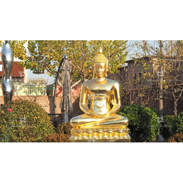 Позолоченная бронзовая скульптура Будды на открытом воздухе Бронзовая статуя Будды для публичного поклонения