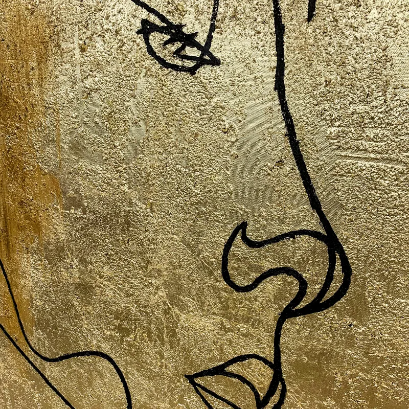 Pintura al óleo de papel de oro Realista pintado a mano Figura de línea de decoración Arte para el diseño de interiores del hogar Marco Sí Original No